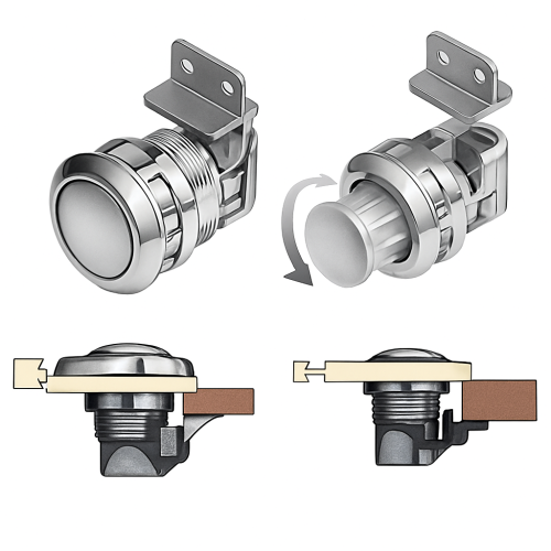 Southco Push-Turn Lock - Flush Mount 32x47mm Chrome