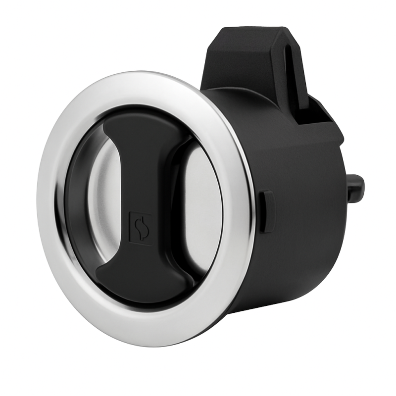 Novibra Panel Latch 38x44.5mm with Black Handle Novibra Panel Latch 38x44.5mm with Black Handle