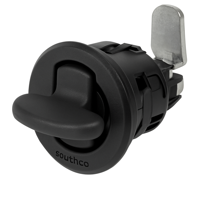 Novibra Panel Latch 38x44.5mm with Black Handle Novibra Panel Latch 38x44.5mm with Black Handle