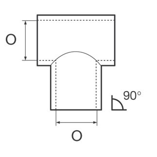 Racord T Drept Moulded 90° Țeavă 25mm Oțel Inoxidabil