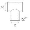 Otvoreni T spoj 90 ° cijev 22 mm