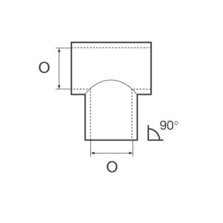 Otvoreni T spoj 90 ° cijev 22 mm