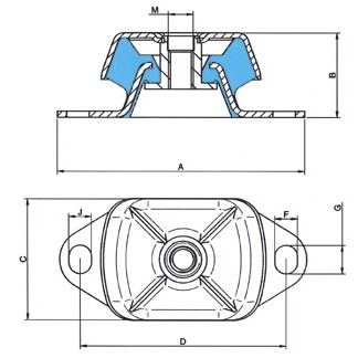 Marine Engine Mounts - Shock Absorber M12 95KG Marine Engine Mounts - Shock Absorber M12 95KG