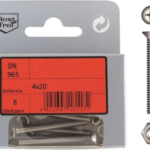Flat Head Phillips Screws A4 DIN 965 - Pack of 6 with Nuts