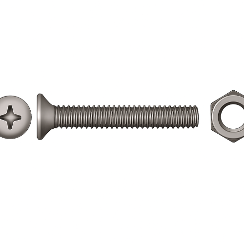 Flat Head Phillips Screws A4 DIN 965 - Pack of 6 with Nuts