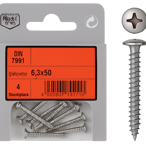 Pack of A4 DIN 7981 Phillips Flat Head Screws 4.8x25mm