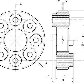 Rugalmas csatlakozás propeller - Sebességváltó 120 mm 8 lyukkal