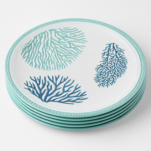 Set of 6 Aqua Melamine Plates - 27cm Set of 6 Aqua Melamine Plates - 27cm