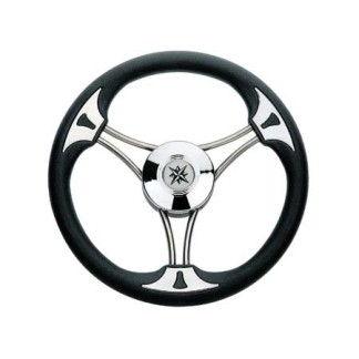 Targa 350mm Stainless Steel Steering Wheel with Mahogany Grip