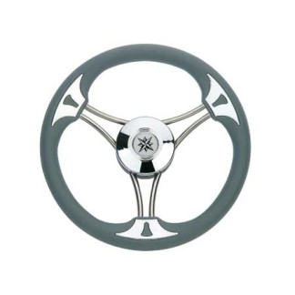 Targa 350mm Stainless Steel Steering Wheel with Mahogany Grip Targa 350mm Stainless Steel Steering Wheel with Mahogany Grip