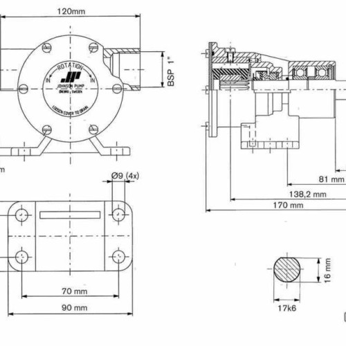Johnson F7B Foot-Mounted Marine Cooling Pump