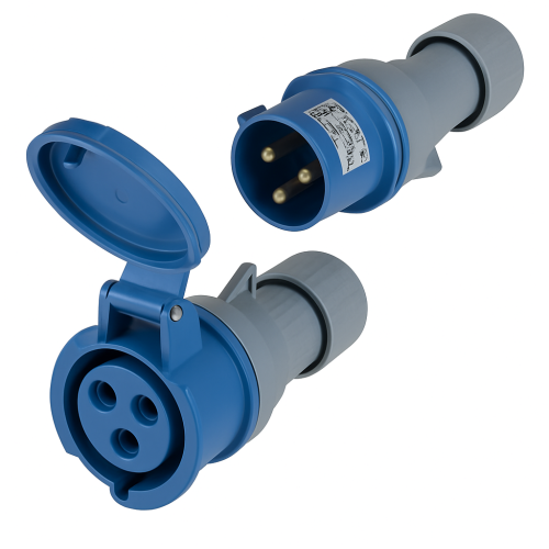 Elektromos csatlakozó IP44 Hím 3 érintkező 32amp