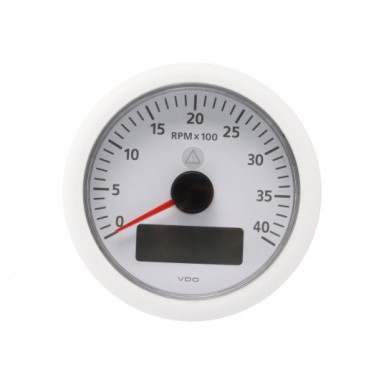 VDO View-Line 12V Tachometer with Hourmeter - 85mm White VDO View-Line 12V Tachometer with Hourmeter - 85mm White