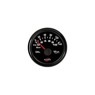 ECMS Black Oil Pressure Gauge 0-5 Bar 52mm
