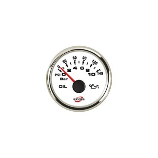 ECMS 10bar White Oil Pressure Gauge