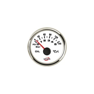 ECMS 10bar White Oil Pressure Gauge