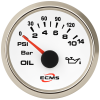 ECMS White Chrome Oil Pressure Gauge 0-30 Bar 52mm