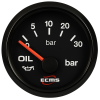 ECMS Black Oil Pressure Gauge 0-30 Bar 52mm