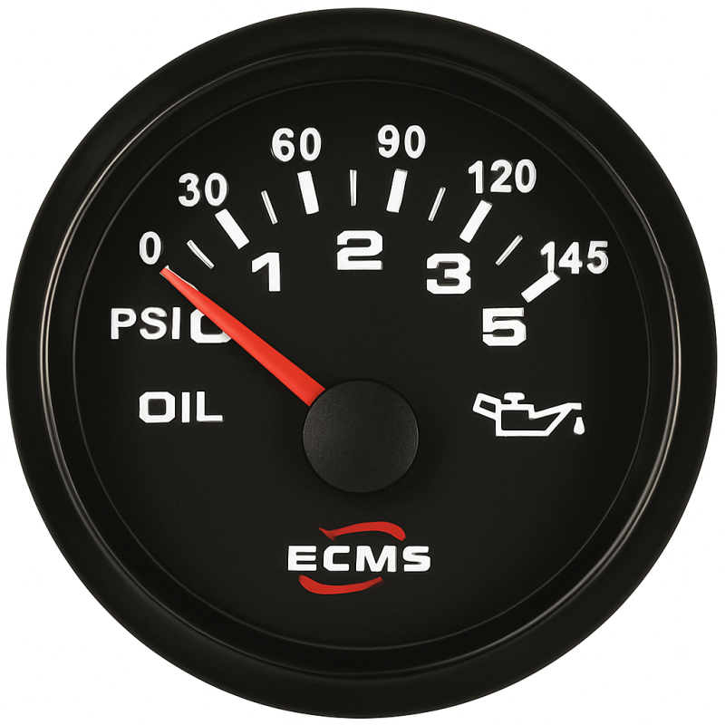 ECMS Black Oil Pressure Gauge 0-30 Bar 52mm
