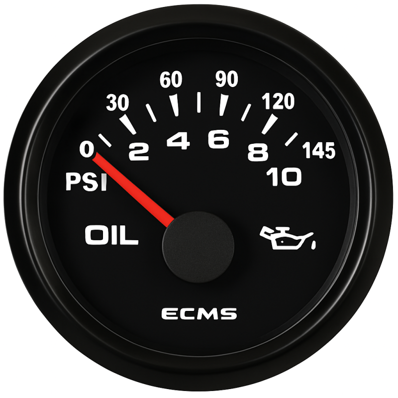 ECMS Black Oil Pressure Gauge 0-30 Bar 52mm