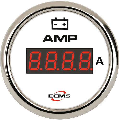 ECMS White Chrome Ammeter with Shunt 12/24V -150+150A 52mm