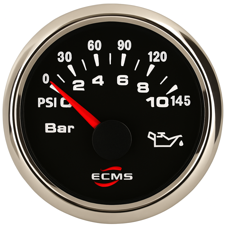 ECMS Trimmesanzeige Schwarz-Chrom 52mm
