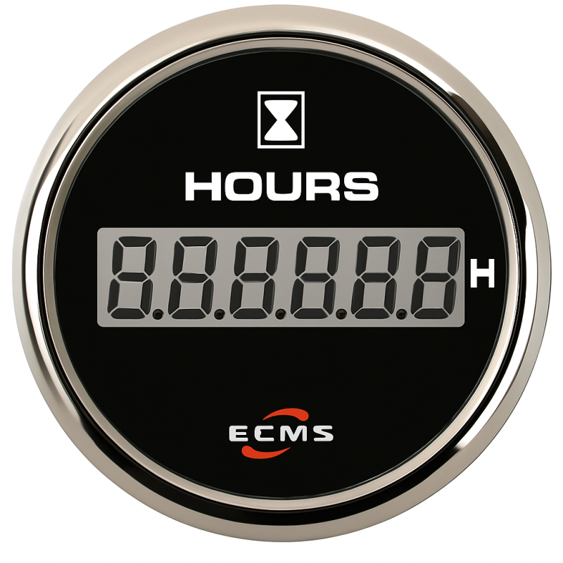 ECMS Trimmesanzeige Schwarz-Chrom 52mm