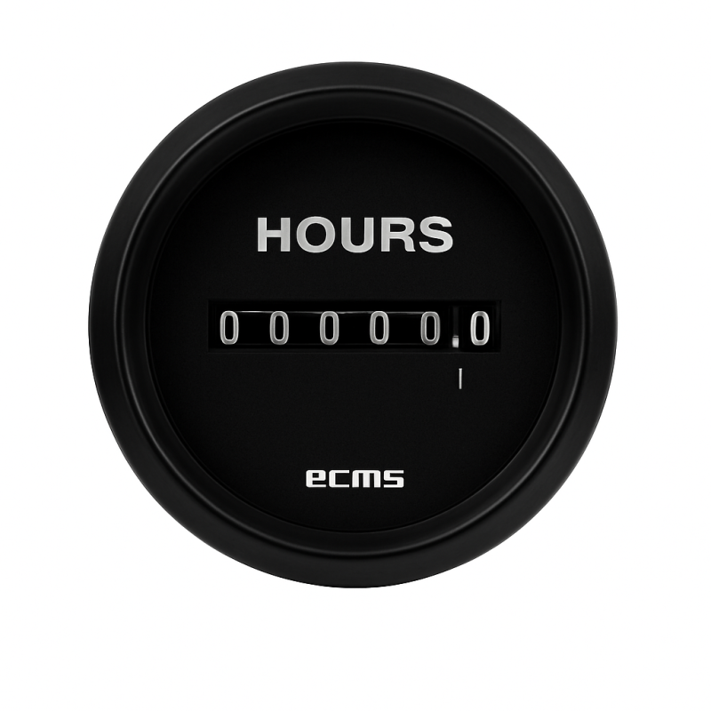 ECMS All-Black Hourmeter 52mm 12/24V