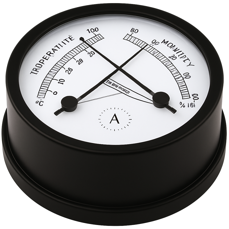 Нautical Thermo-Hygrometer A-Nautic Atlantic в черен анодизиран алуминий 95mm