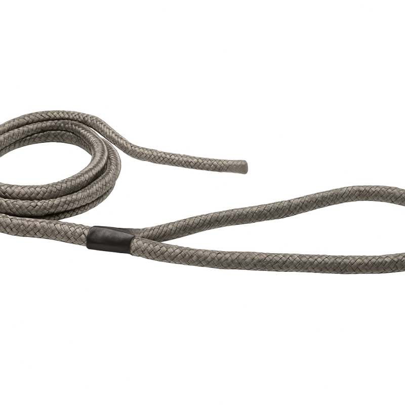 Zaawansowana Lina Cumownicza Stalowo-Szara Z Okiem 24mm x20m Z Czarną Skórzaną Osłoną Zaawansowana Lina Cumownicza Stalowo-Szara Z Okiem 24mm x20m Z Czarną Skórzaną Osłoną