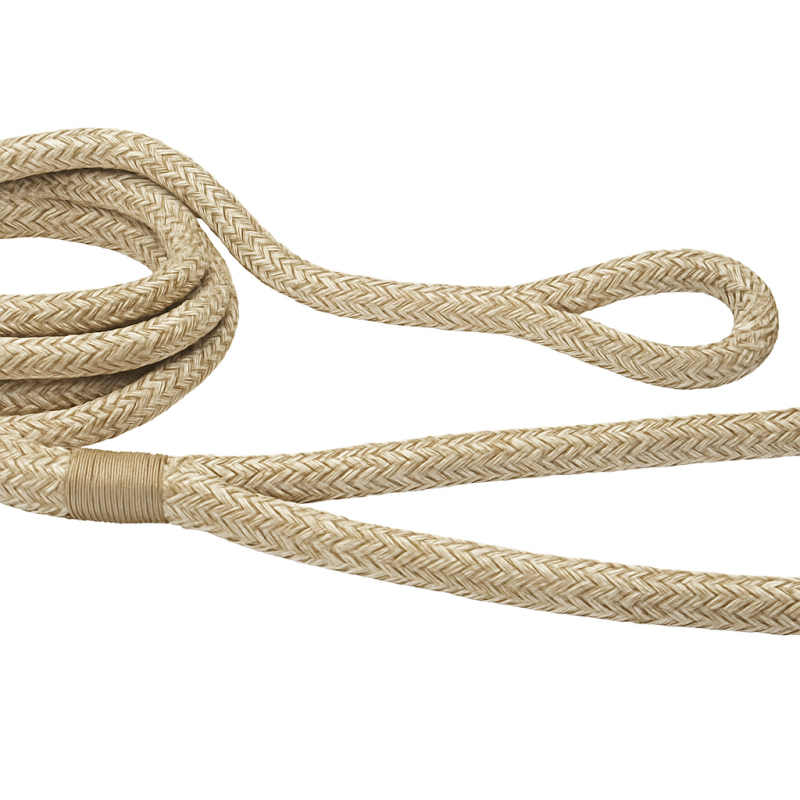 Beige 16-Strand Braided Mooring Rope with Spliced Eye Beige 16-Strand Braided Mooring Rope with Spliced Eye
