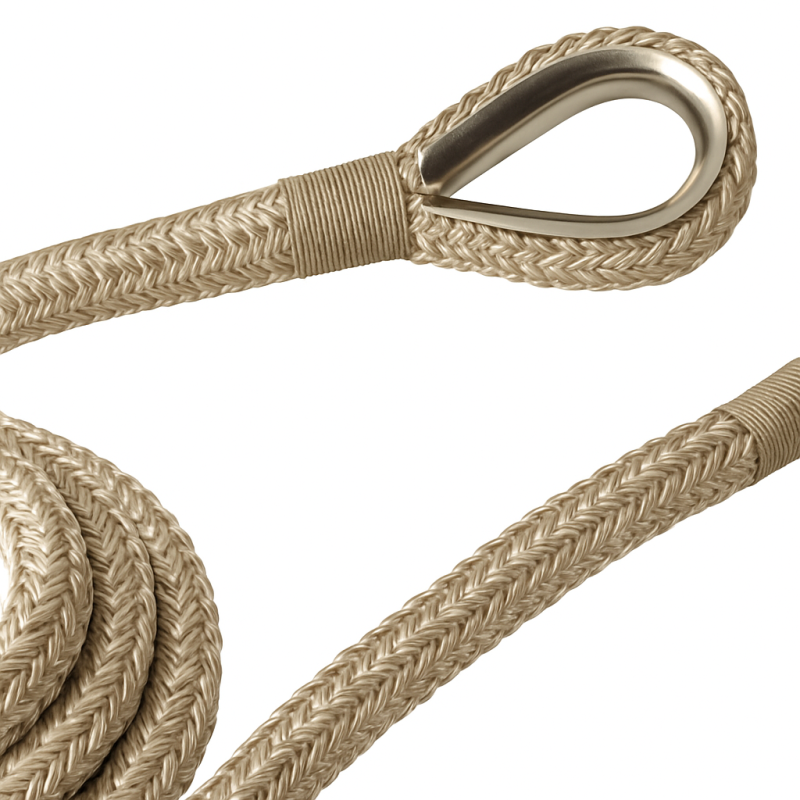 Cuerda de Amarre Trenzada de Poliéster Beige Ø32mm 16m