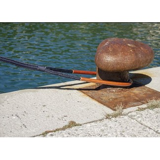 Spersonalizowana Lina Dokująca Niebieska Marynarska Z Oczkiem 32mm x 20m Z Brązowym Skórzanym Pokrowcem Spersonalizowana Lina Dokująca Niebieska Marynarska Z Oczkiem 32mm x 20m Z Brązowym Skórzanym Pokrowcem