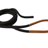 Corde en polyester noir avec œil en cuir marron, 16 brins