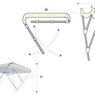 Three-Bow Bimini Top 225 x 110 cm by Tessilmare