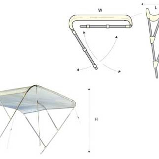 Nova Argonautica White Aluminum Bimini Top - 3 Arches Nova Argonautica White Aluminum Bimini Top - 3 Arches