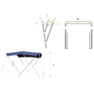 Tessilmare 3 Arch Stainless Steel Bimini - White 180x200cm