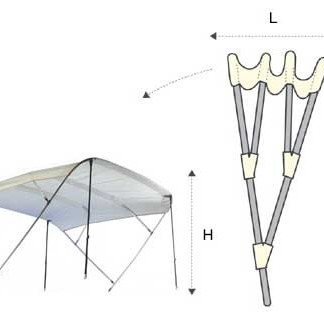 Sixty Bimini Top - White Aluminum 4 Arches