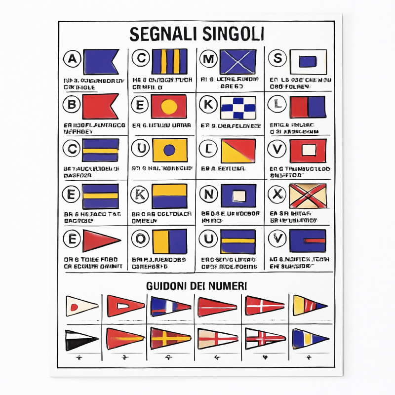 Tableau des Drapeaux de Communication Maritime 120 x 160mm