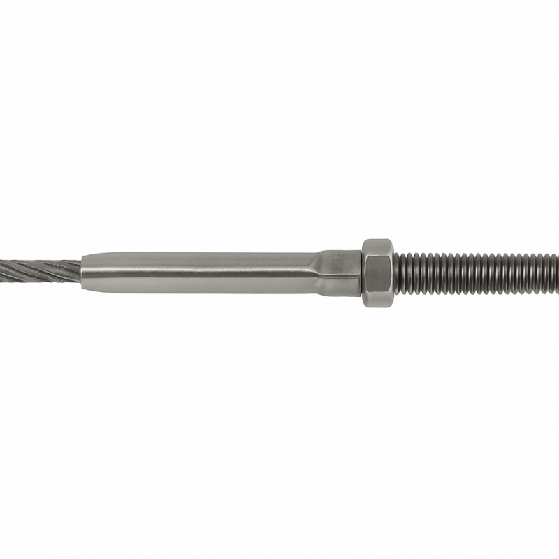 Modulær spændingstager - Rustfrit T-terminal R M14 kabel 7mm Modulær spændingstager - Rustfrit T-terminal R M14 kabel 7mm