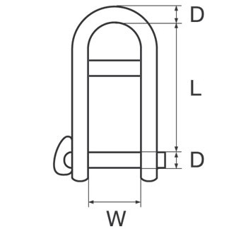 Wichard 316 Stainless Steel Dee Shackle 8 x 59 mm Wichard 316 Stainless Steel Dee Shackle 8 x 59 mm