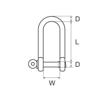 Wichard 8mm Long Dee Shackle Wichard 8mm Long Dee Shackle