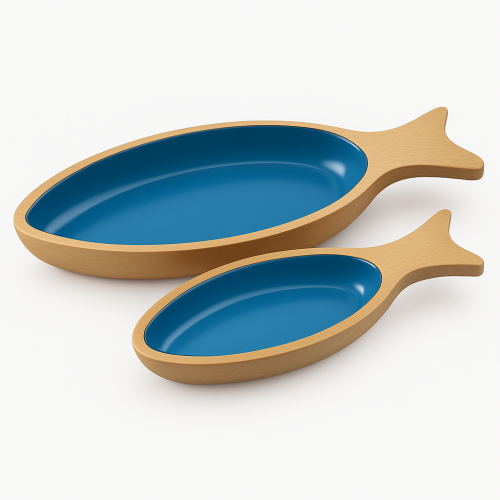 Cocoa Fish Double Bowl Set