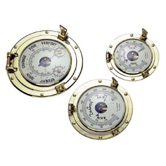 180mm Brass Porthole Barometer & Clock 180mm Brass Porthole Barometer & Clock