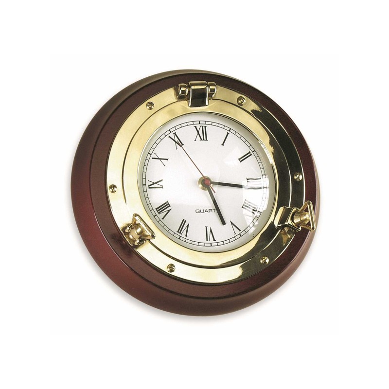 Elegant Brass Clock on Mahogany Base 230mm Elegant Brass Clock on Mahogany Base 230mm