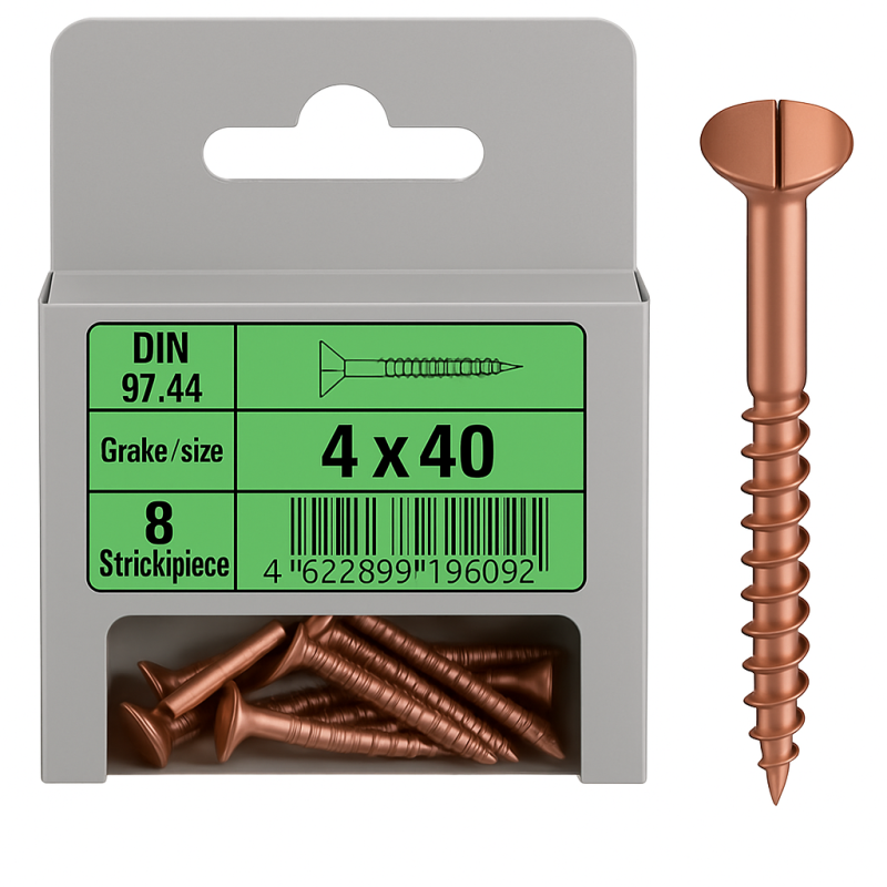 Bronze flade hoved træskruer DIN 97 mm 4x40 pakke med 8