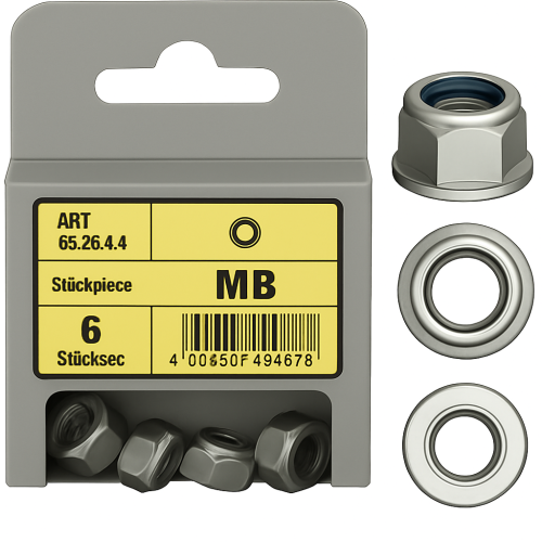 M8 Flangeless Nylock Hex Nuts - Pack of 6 M8 Flangeless Nylock Hex Nuts - Pack of 6