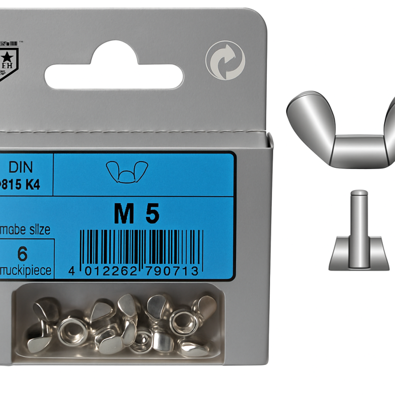 Pack of 6 Stainless Wing Nuts M5 DIN 315