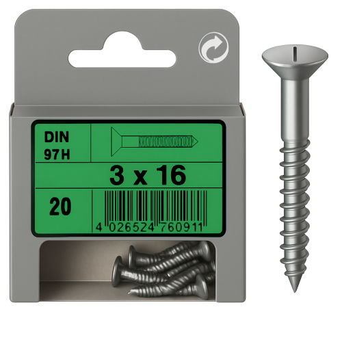 Stainless Steel Flat Head Wood Screws DIN 97 A4 - 20 Pack
