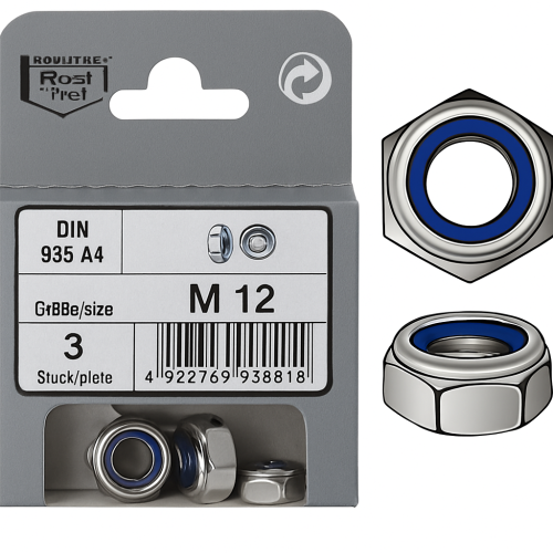 M12 Stainless Steel Hex Nuts - 3 Pack